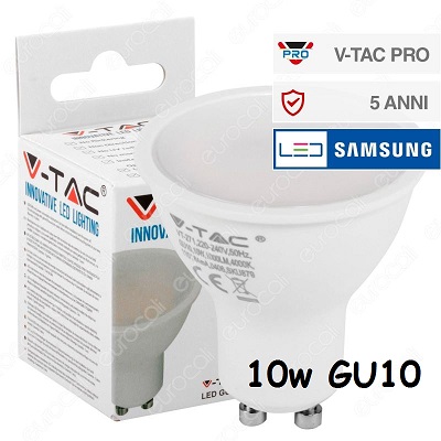 Lampada Led 10W GU10 110° Luce Fredda 1000 Lumen